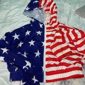 USA Flag crop windbreaker